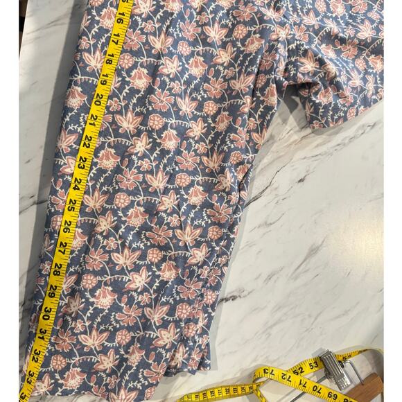 Faherty Floral Short Sleeve Button Up Shirt Men’s XXL Blue Pink Hemp Tencel - Picture 7 of 7